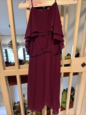 miami Layered Midi Chiffon Dress in Plum